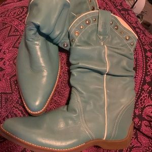 Cowboy style Boots turquoise, midcalf